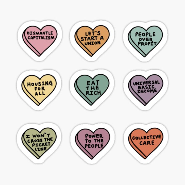Anti-Capitalist Candy Hearts Sticker