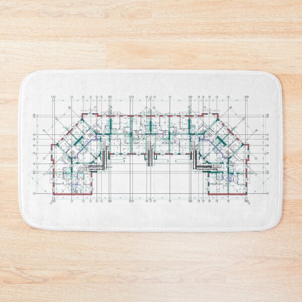 Item preview, Apartment building detailed architectural technical drawing, vector blueprint floor layout designed and sold by Familyshmot.