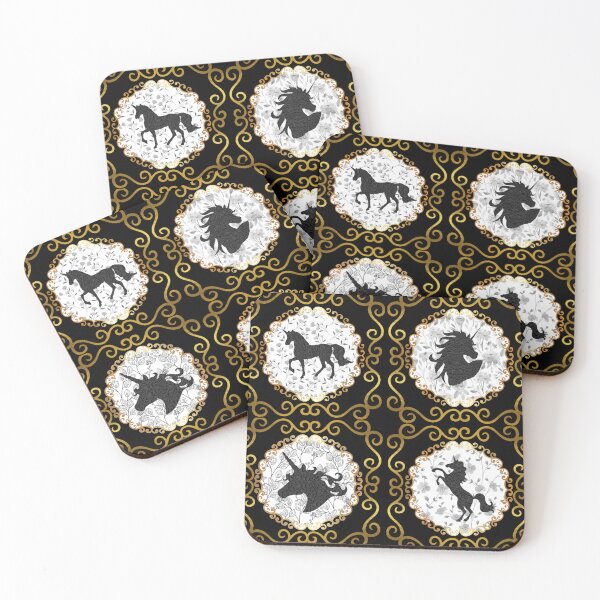 Item preview, Black and gold Unicorns pattern  designed and sold by KCAbdelnour.