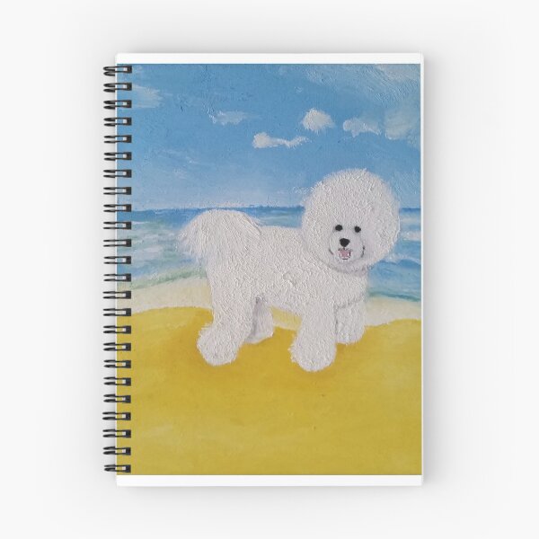 Item preview, Snowy on the beach bichon frise art designed and sold by Natmoss.