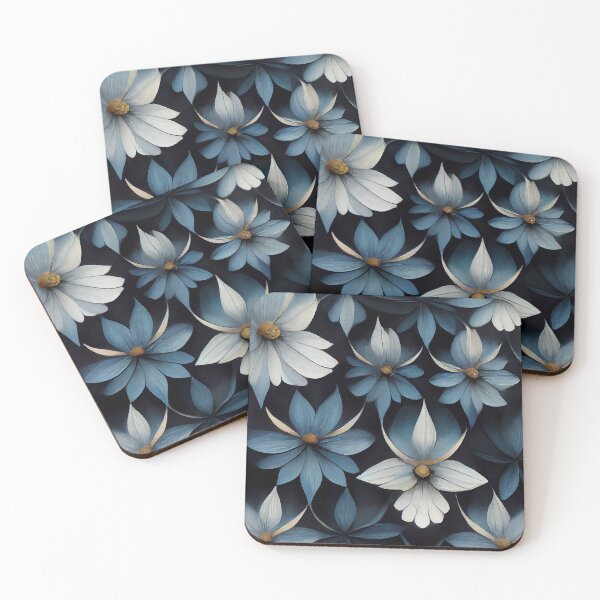 Item preview, Shades of blue exotic flower pattern designed and sold by plantasiadesign.
