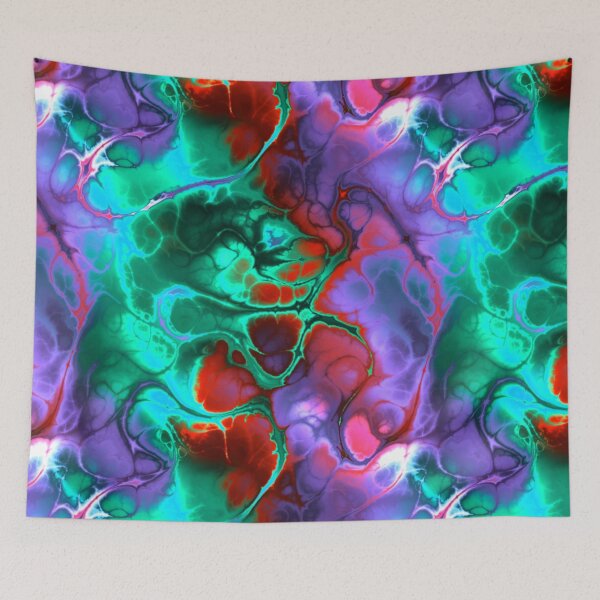 Item preview, Pretty Marble pattern using clashing colors of turquoise, teal, pink and mauves designed and sold by Wonder & Whimsy.