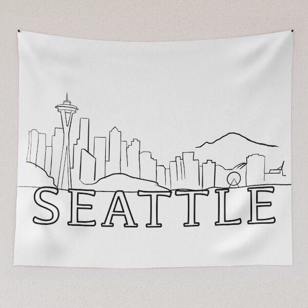 Item preview, Line outline of the Seattle Skyline - WelshDesigns designed and sold by welshdesigns.