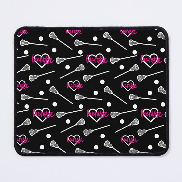 Item preview, Hot Pink on Black Lacrosse Sticks and Hearts Pattern designed and sold by Susan Says.