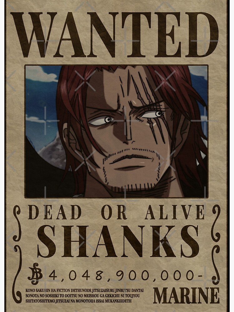 Shanks One Piece Wanted Red Hair Bounty Poster | Art Board Print