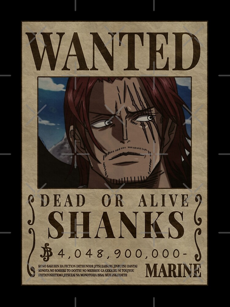 Shanks One Piece Wanted Red Hair Bounty Poster Scarf