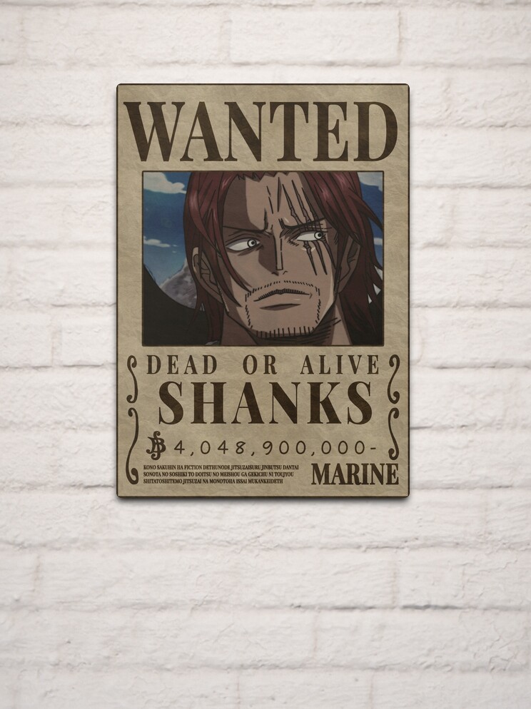 Shanks One Piece Wanted Red Hair Bounty Poster | Art Board Print
