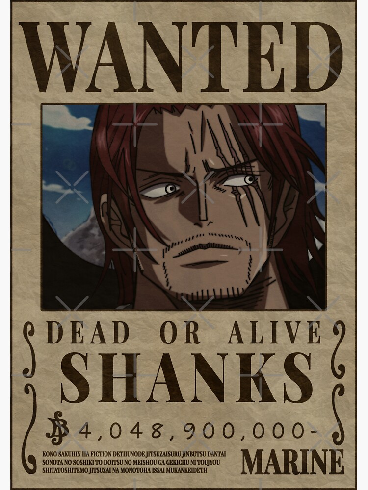 Shanks One Piece Wanted Red Hair Bounty Poster Magnet