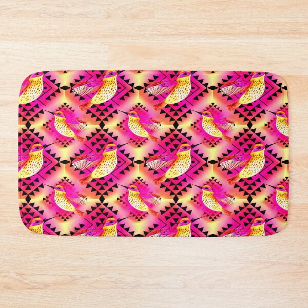 Item preview, Yellow/ Bright Red / Pink / Black Hummingbird Native Print designed and sold by JMWCD.