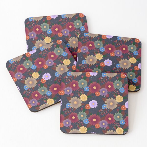 Item preview, Fall floral pattern - vintage blue designed and sold by madamemorgane.