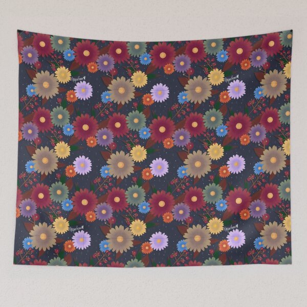 Item preview, Fall floral pattern - vintage blue designed and sold by madamemorgane.