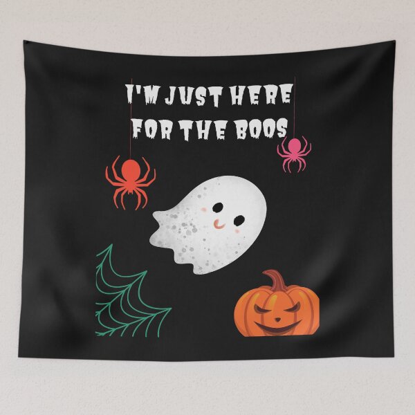 Item preview, I'm Just Here For The Boos - Cute Flying to the left Ghost Spiders Evil Pumpkin Cobweb designed and sold by Mechanical-Artt.