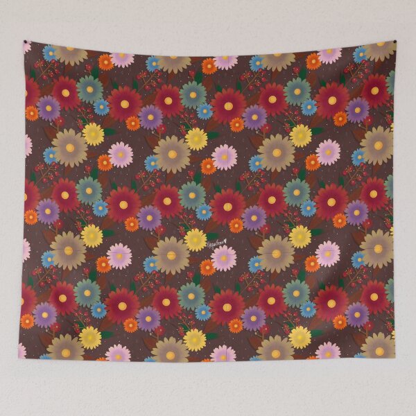 Item preview, Fall floral pattern - brown background designed and sold by madamemorgane.