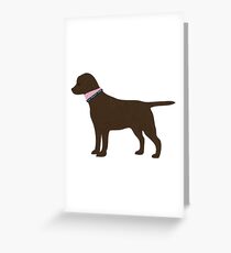Chocolate Lab Preppy Dog Silhouette Greeting Card