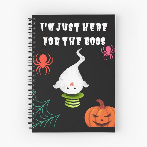 Item preview, I'm Just Here For The Boos - Cute upside down Ghost with green hat Spiders Evil Pumpkin Cobweb designed and sold by Mechanical-Artt.