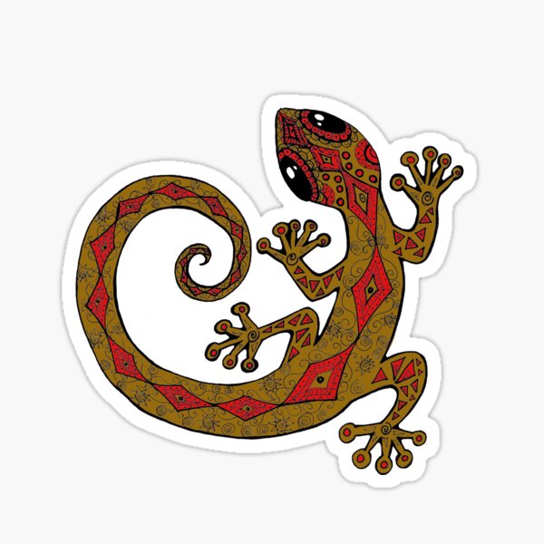 Red and Gold Gecko Sticker