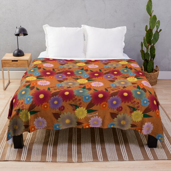 Item preview, Fall floral pattern - orange background designed and sold by madamemorgane.