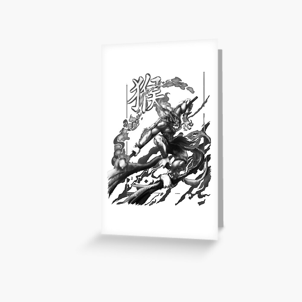 Sun Wukong The Monkey King Greeting Card By Skeletal Raven Redbubble