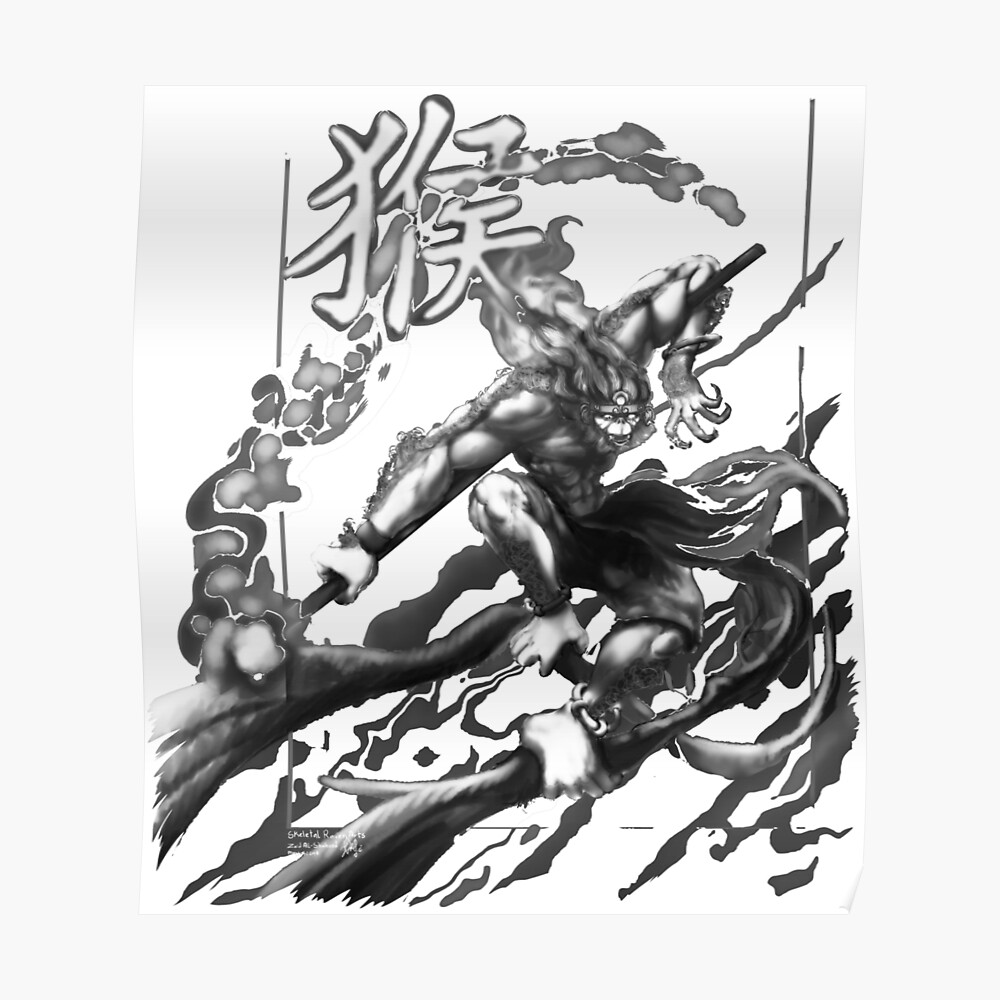 Sun Wukong The Monkey King Poster By Skeletal Raven Redbubble