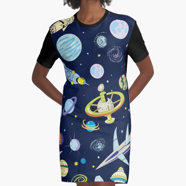 Space Adventure Graphic T-Shirt Dress