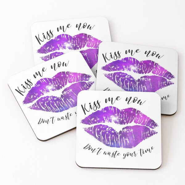 Item preview, Kiss me now Don`t waste your time purple lips designed and sold by Marcia Motivos.