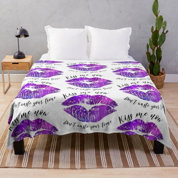 Item preview, Kiss me now Don`t waste your time purple lips designed and sold by Marcia Motivos.