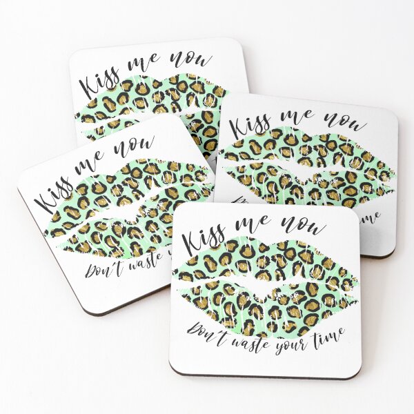 Item preview, Kiss me now Don`t waste your time leopard print lips designed and sold by Marcia Motivos.