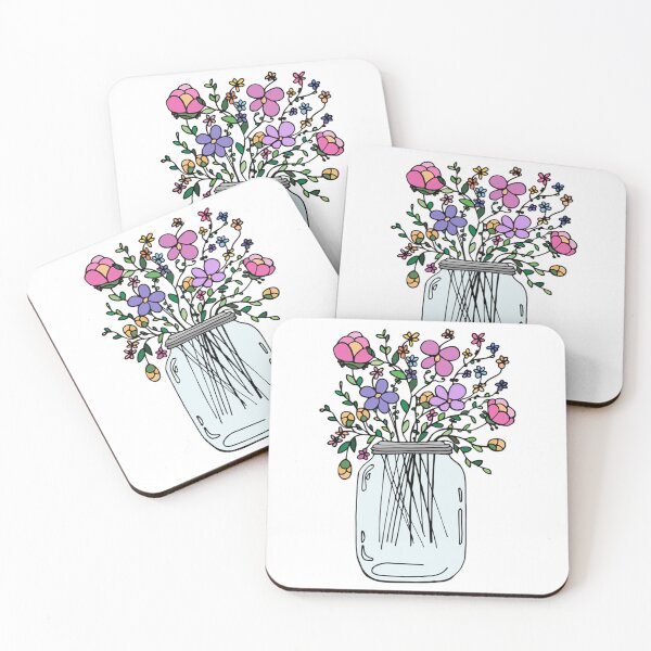 Item preview, Mason Jar with Flowers Fitted   designed and sold by DigitalArts365.