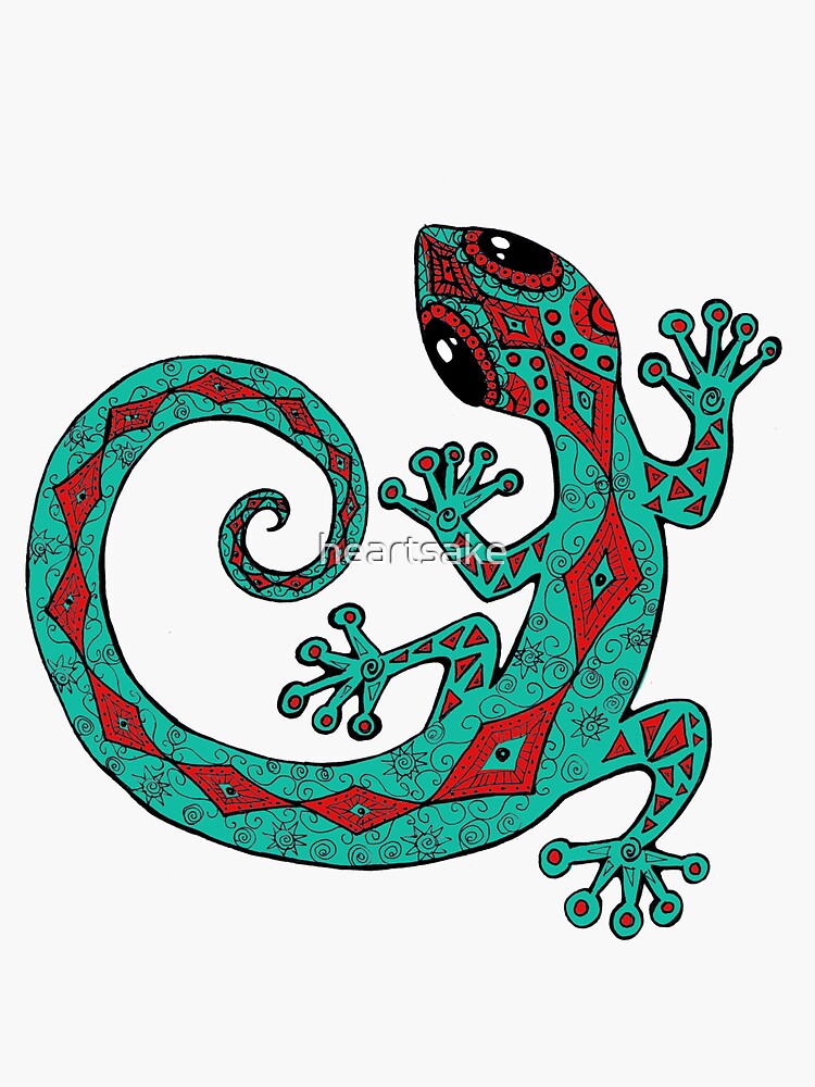 Thumbnail 3 of 3, Sticker, Turquoise Gecko designed and sold by heartsake.