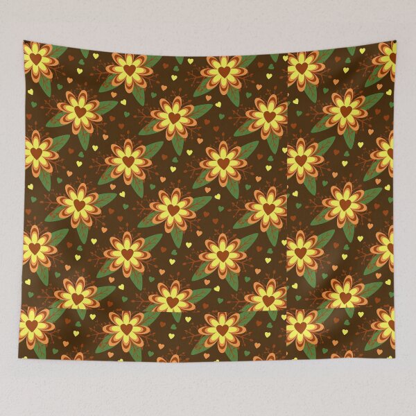 Item preview, Brown Yellow Flower Pattern designed and sold by onestopgiftshop.