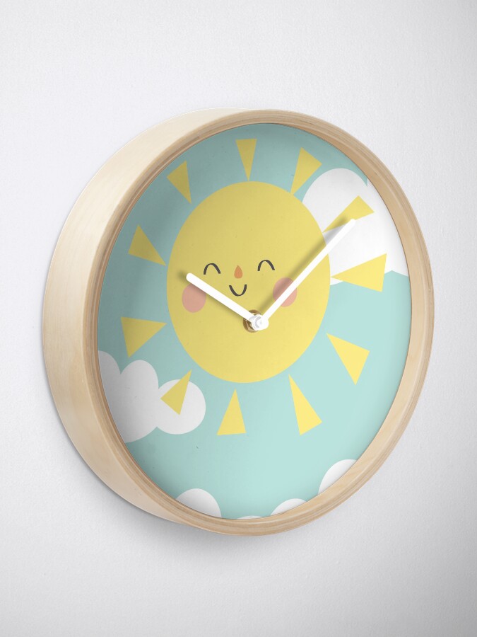 Alternate view of You are My Sunshine Happy Sun and Clouds Pastel Baby Nursery Art Print Design Clock