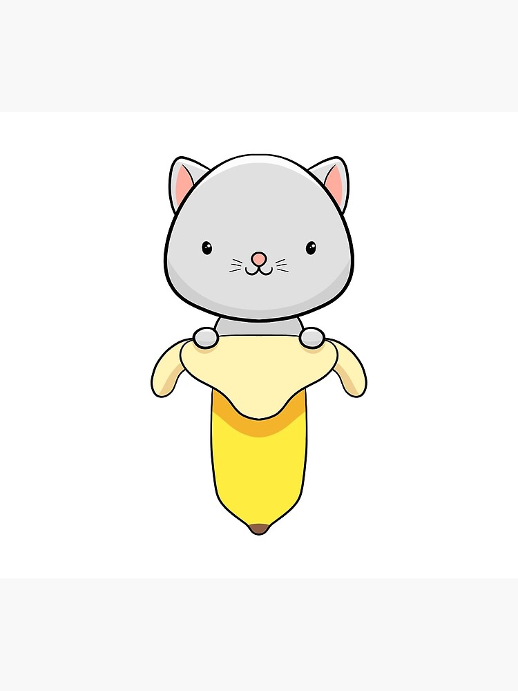 "Banana Peel Cat Cute Kawaii Drawing" Art Print for Sale by Teeming
