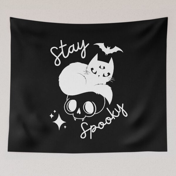 Item preview, Stay Spooky | Spooky Halloween three-eyed cat designed and sold by BlkBearyDesigns.