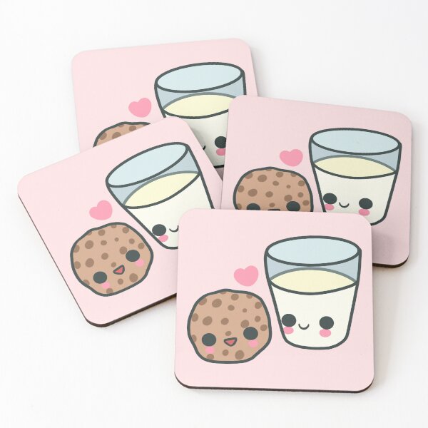Item preview, Kawaii Glass of Milk and Choc Chip Cookie designed and sold by FreyaDraws.