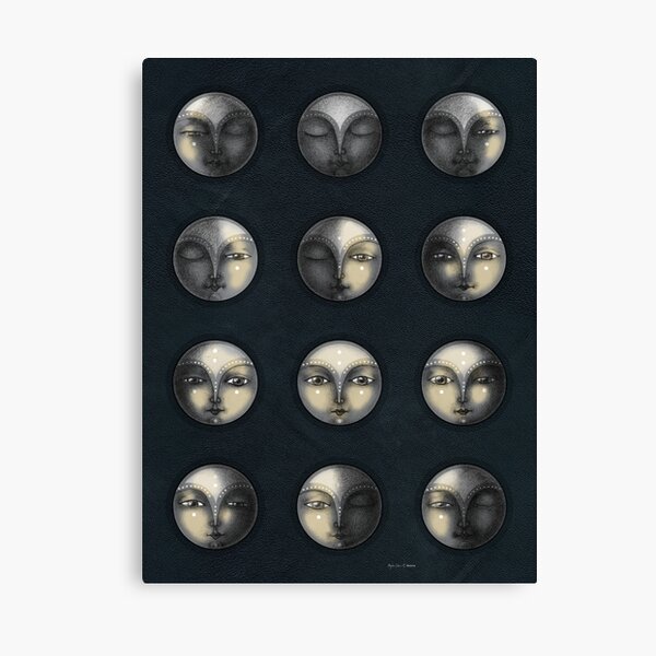 moon phases and textured darkness Canvas Print