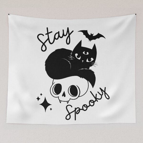 Item preview, Stay Spooky | Spooky Halloween three-eyed cat designed and sold by BlkBearyDesigns.
