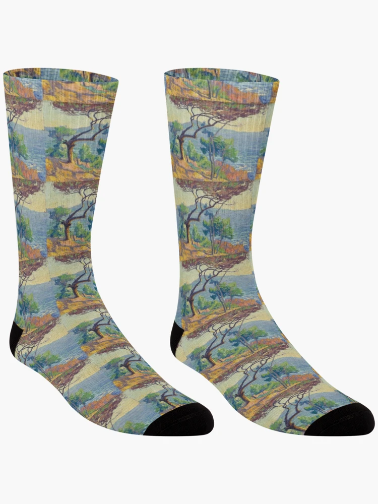 Aperçu 3 sur 5. Chaussettes avec l'œuvre Paul Madeline - Les Roches Rouges créée et vendue par TeeARTHY.