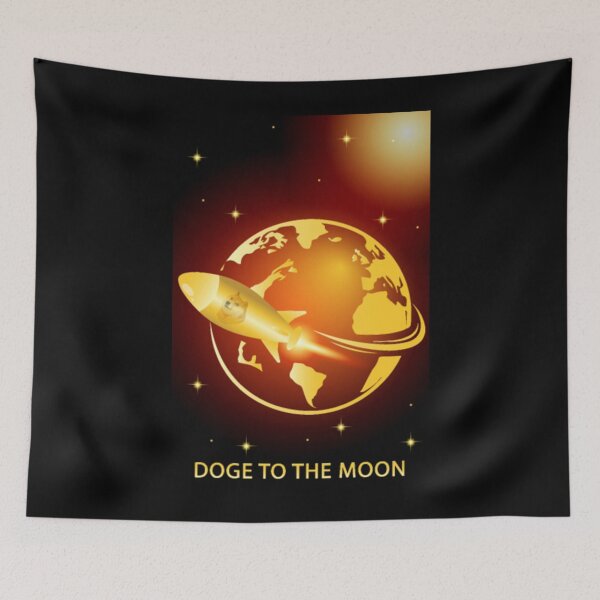 Item preview, Dogecoin to the moon with rocket designed and sold by VegatoNunez.