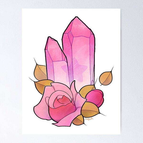 Rose Quartz Crystal Art Print by Ashereast