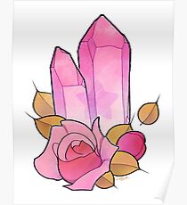 Rose Quartz Crystal Tattoo Flash Poster