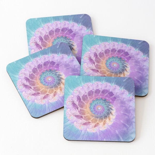 Item preview, Painted Fractal Spiral in Turquoise, Purple and Orange designed and sold by Kelly Dietrich Mandala & Fractal Art.