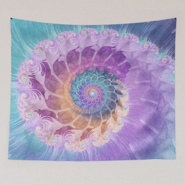 Item preview, Painted Fractal Spiral in Turquoise, Purple and Orange designed and sold by Kelly Dietrich Mandala & Fractal Art.