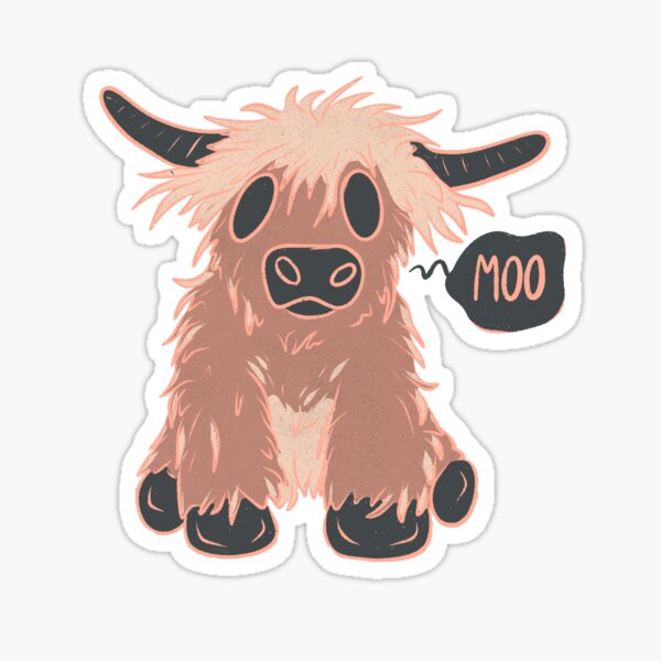 Fluffy cow goes Moo! Sticker