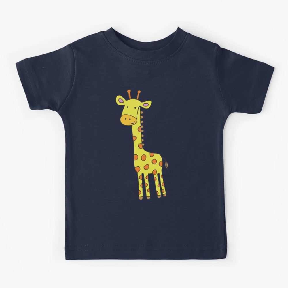 Happy Giraffe - cute cartoon yellow on blue - Cute Giraffe by Cecca Designs Kids T-Shirt