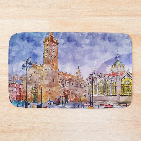 Item preview, Iglesia de los Santos Juanes Valencia Spain Watercolor Illustration designed and sold by KawaiiTops.
