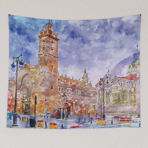 Item preview, Iglesia de los Santos Juanes Valencia Spain Watercolor Illustration designed and sold by KawaiiTops.