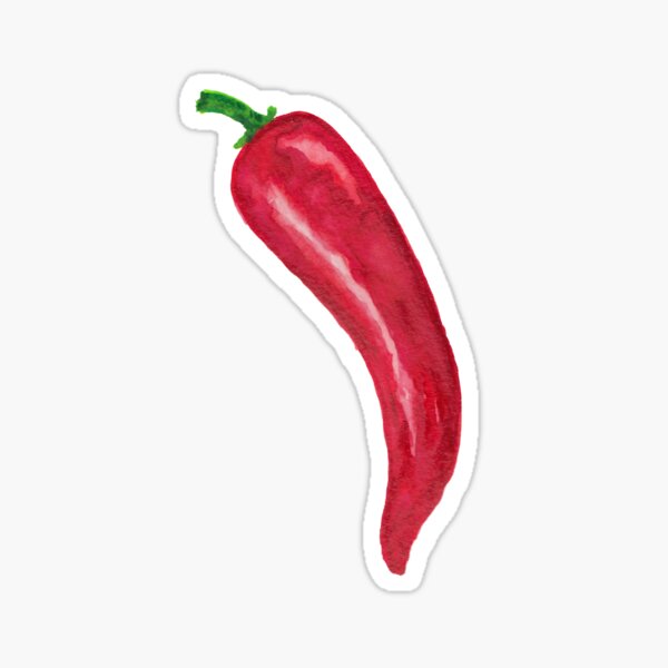 Red Watercolor Chili Pepper - Food Illustration Sticker