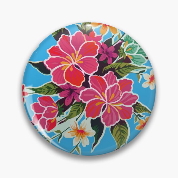 Item preview, Hibiscus flower mexican bouquet sky blue oilcloth rosa mexicano tablecloth designed and sold by T-Mex.