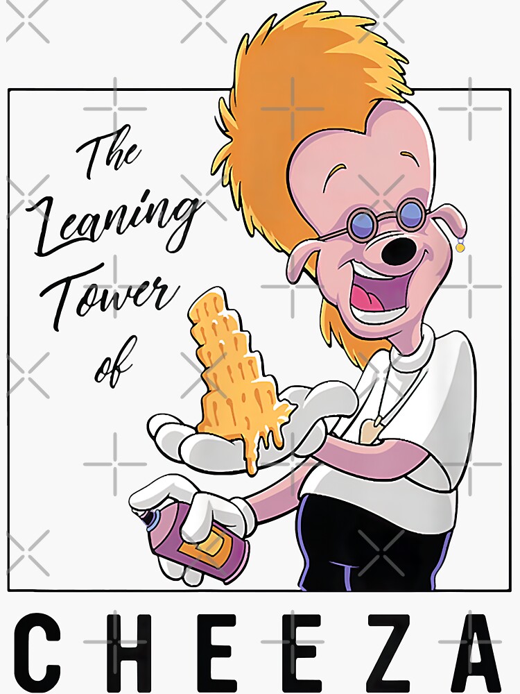 goofy-movie-the-leaning-tower-of-cheeza-sticker-for-sale-by-seanakelly-redbubble