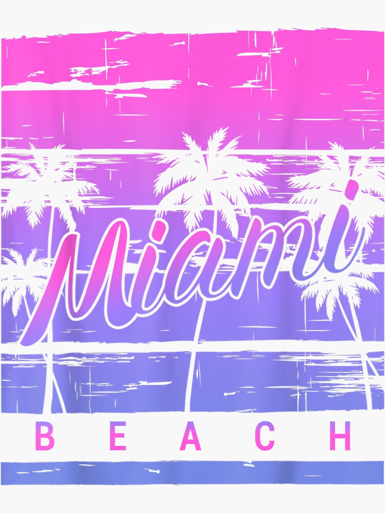 Retro Miami Beach Vintage 80s Summer At The Beach Miami Sticker For Sale By Feilmaudi Redbubble 3596